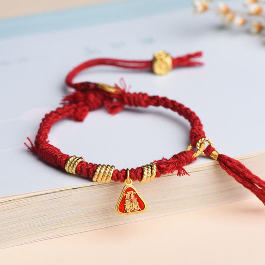 Tibetan String Zakiram Goddess of Wealth Flower Tassel Protection Bracelet