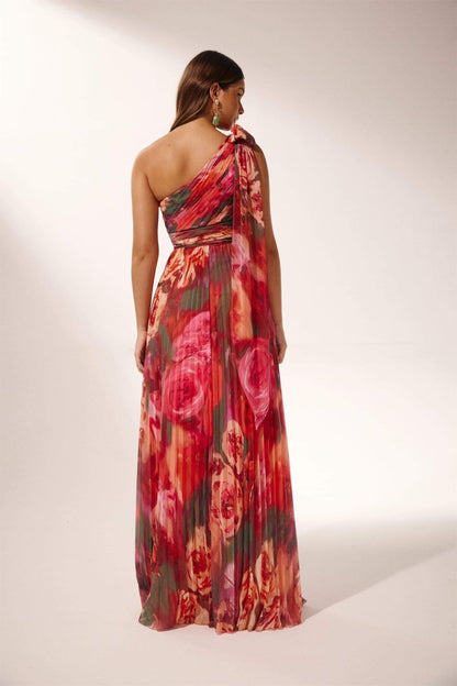 Valerie Pleated One-shoulder Maxi Dress