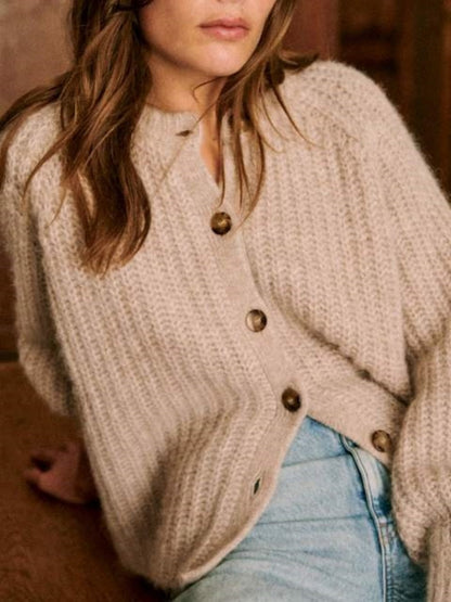 French Color Cardigan Plush Sweater