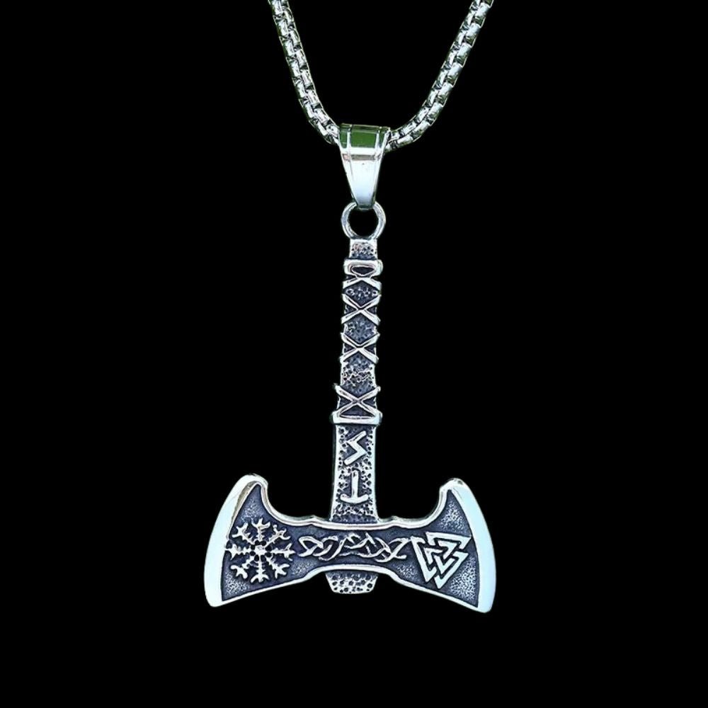 Viking Trifecta Helm of Awe Double Head Pendant