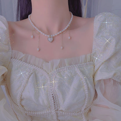 Jane Heart Pearl Choker Necklace