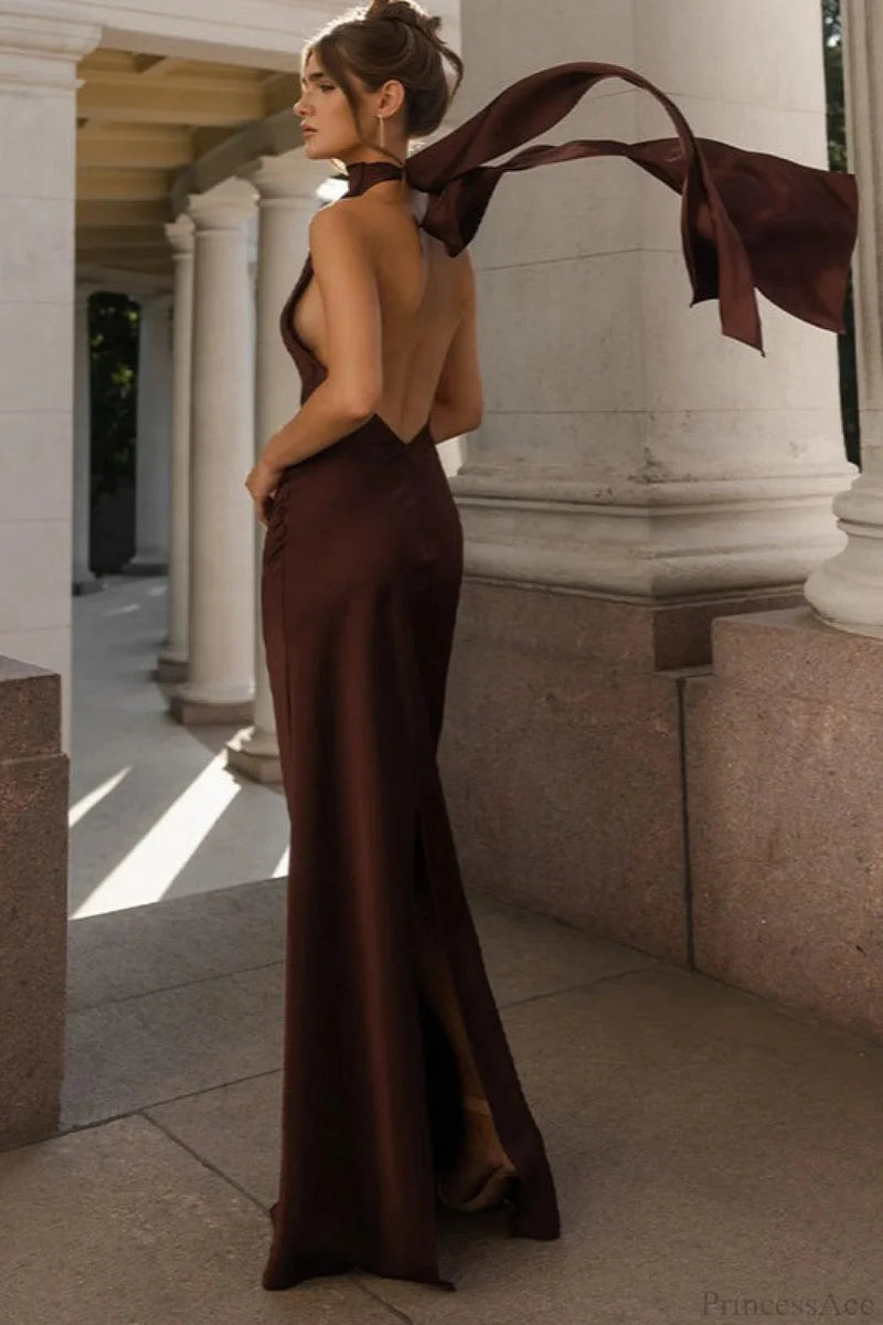Satin Backless Maxi Dress