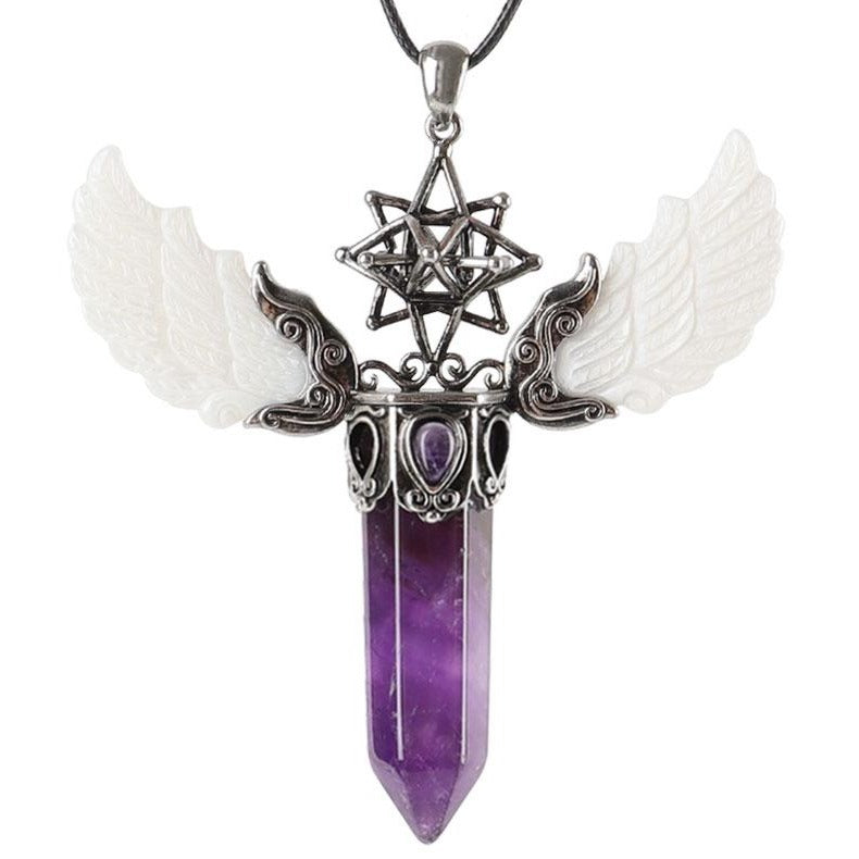 Wing Crystal Pendant 3.1in Spiritual Necklace