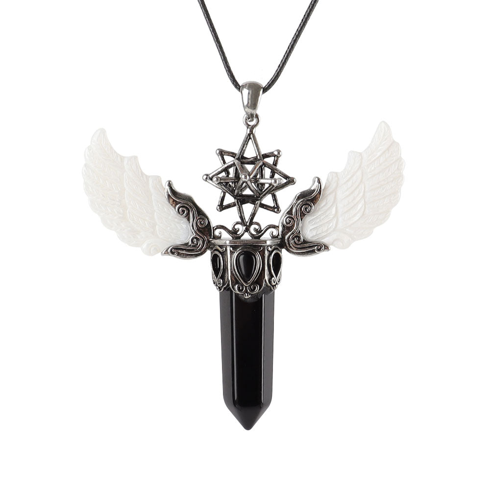Wing Crystal Pendant 3.1in Spiritual Necklace