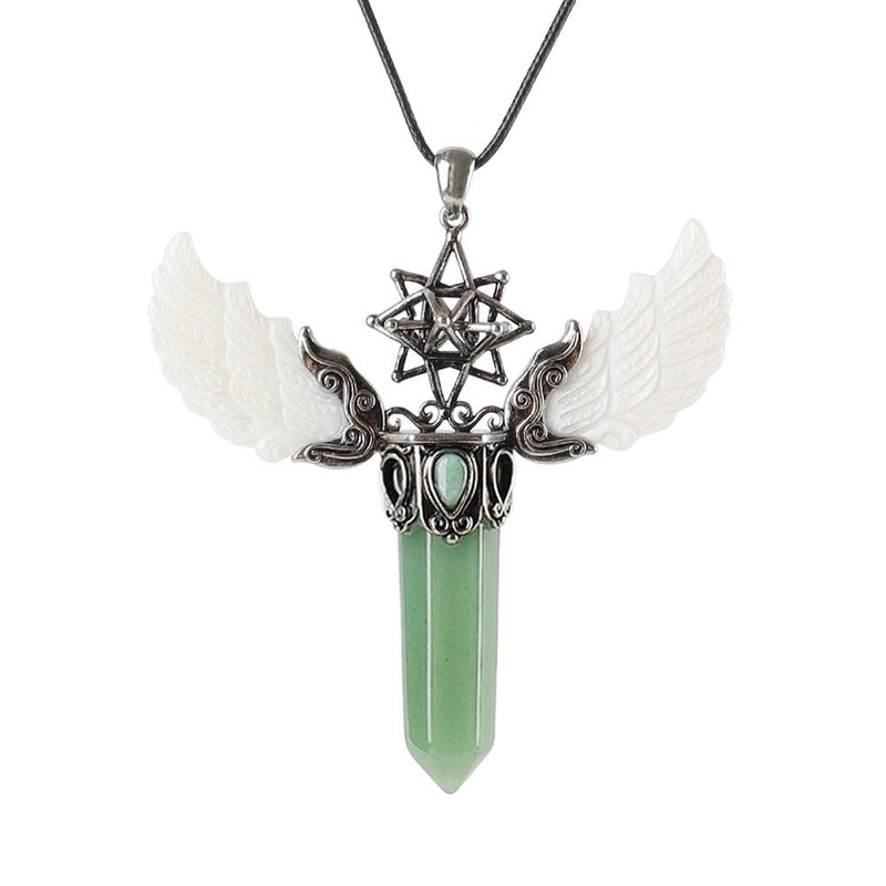 Wing Crystal Pendant 3.1in Spiritual Necklace