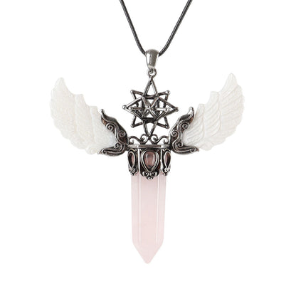 Wing Crystal Pendant 3.1in Spiritual Necklace