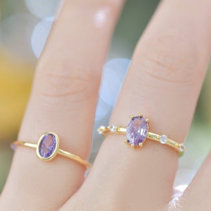 Violet Oval Bezel Ring