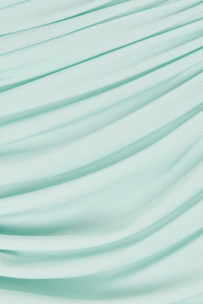 Gini Fitted Half-high Neck Pleated Maxi Dress
