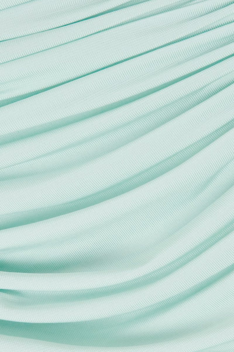 Gini Fitted Half-high Neck Pleated Maxi Dress