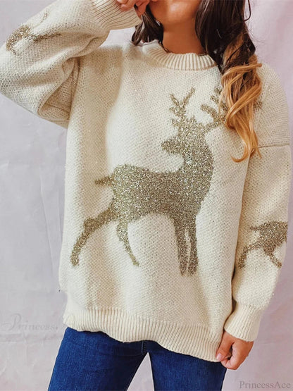 Warm O-neck Long Sleeve Knitted Christmas Christmas Sweater