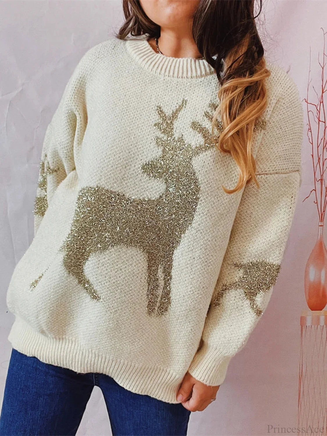 Warm O-neck Long Sleeve Knitted Christmas Christmas Sweater