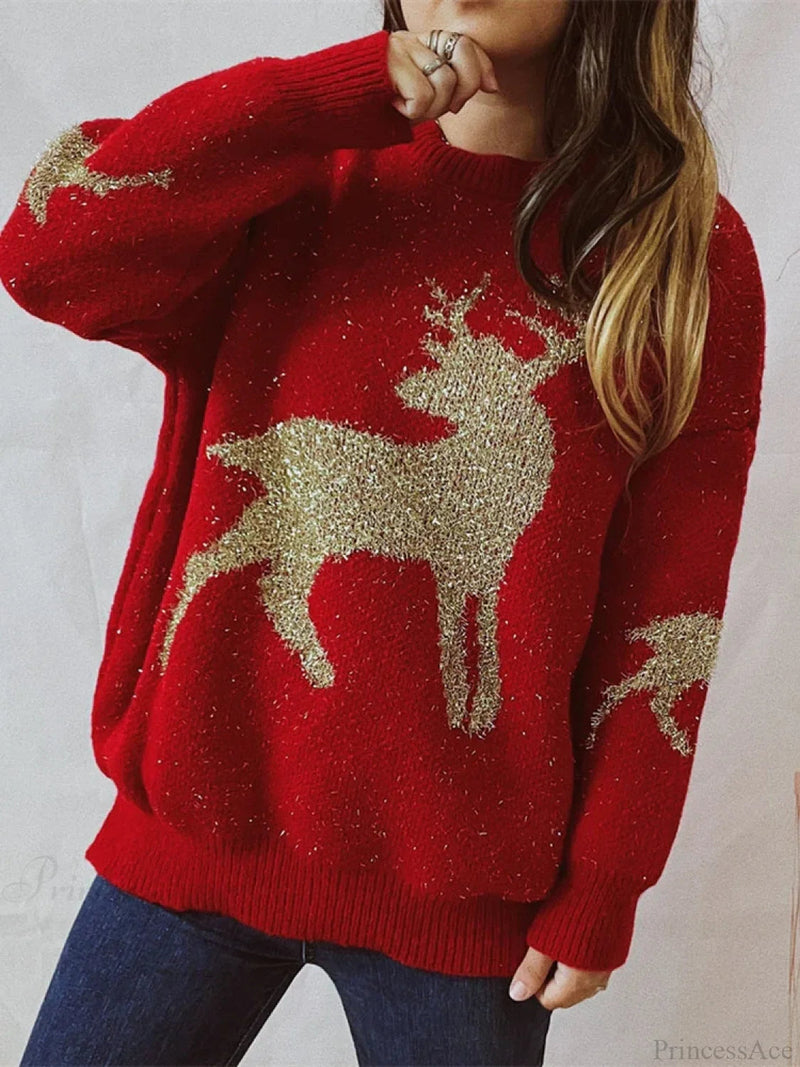 Warm O-neck Long Sleeve Knitted Christmas Christmas Sweater
