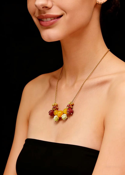 Lotus Bead Goldfish Beeswax Pendant Necklace