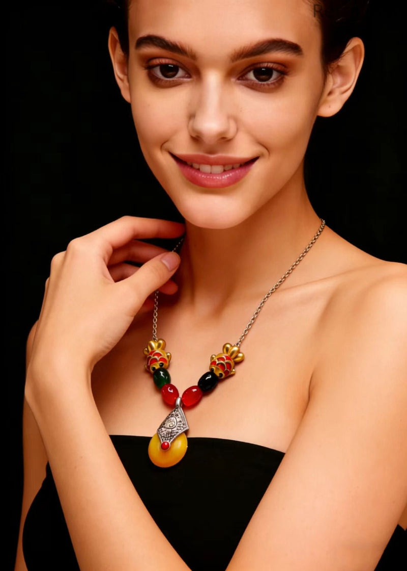 National Style Beeswax Goldfish Gilding Pendant Necklace