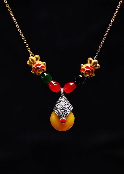 National Style Beeswax Goldfish Gilding Pendant Necklace