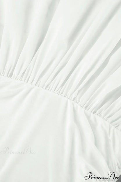 White Modal Strapless High Waist a Line Maxi Dress