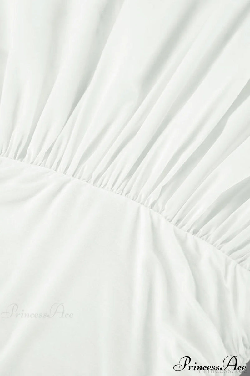 White Modal Strapless High Waist a Line Maxi Dress
