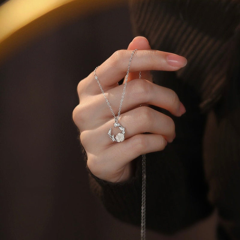White Rose Necklace