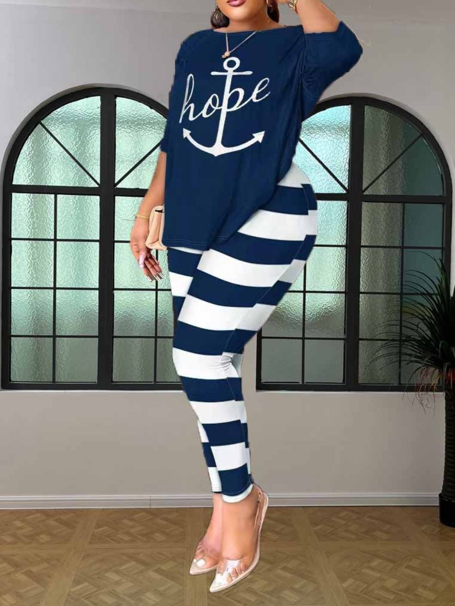 Backless Gradient Print Skinny Pants Set At9046