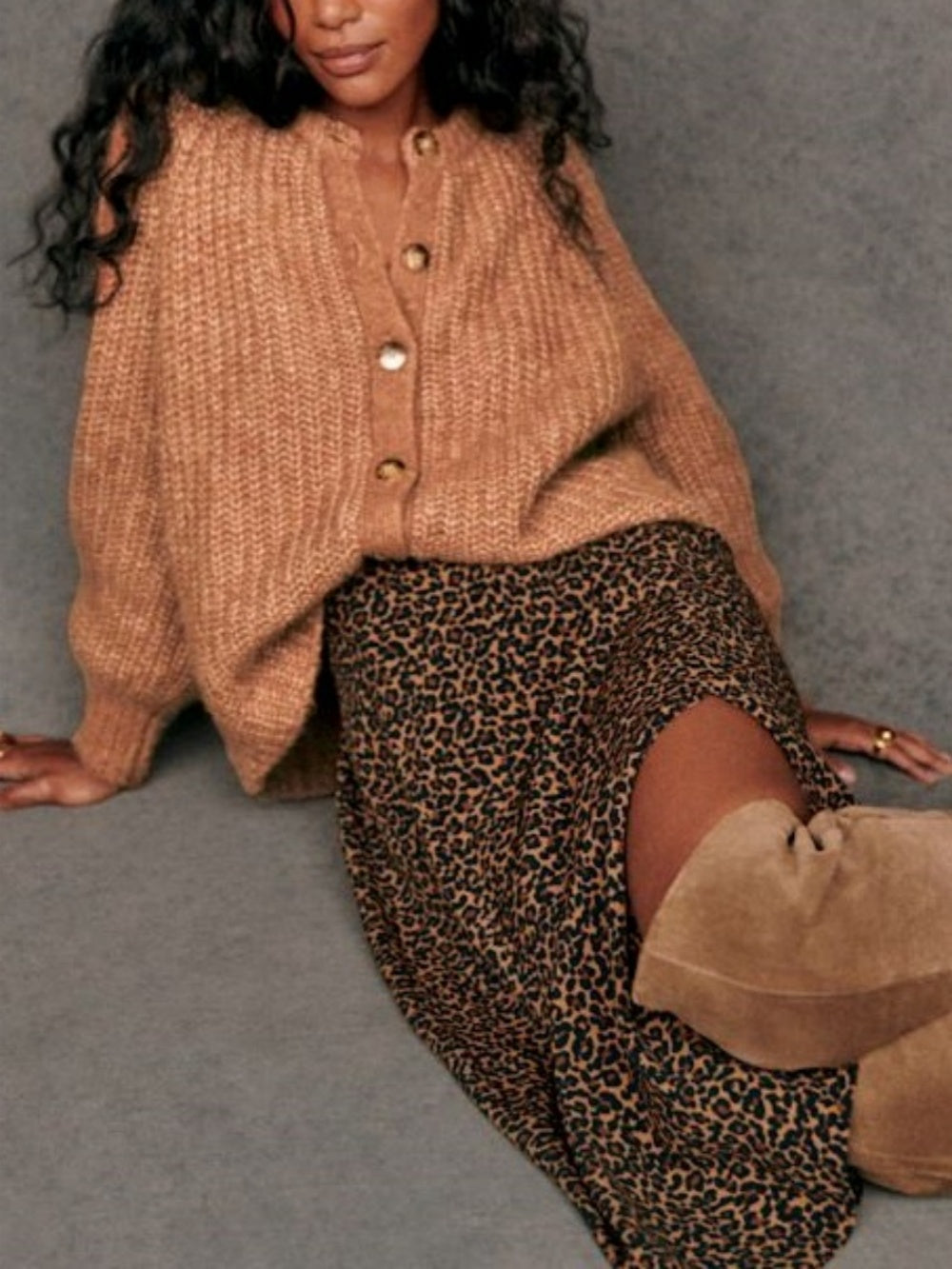 French Color Cardigan Plush Sweater