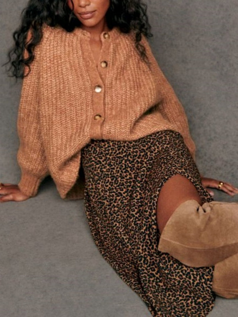 French Color Cardigan Plush Sweater